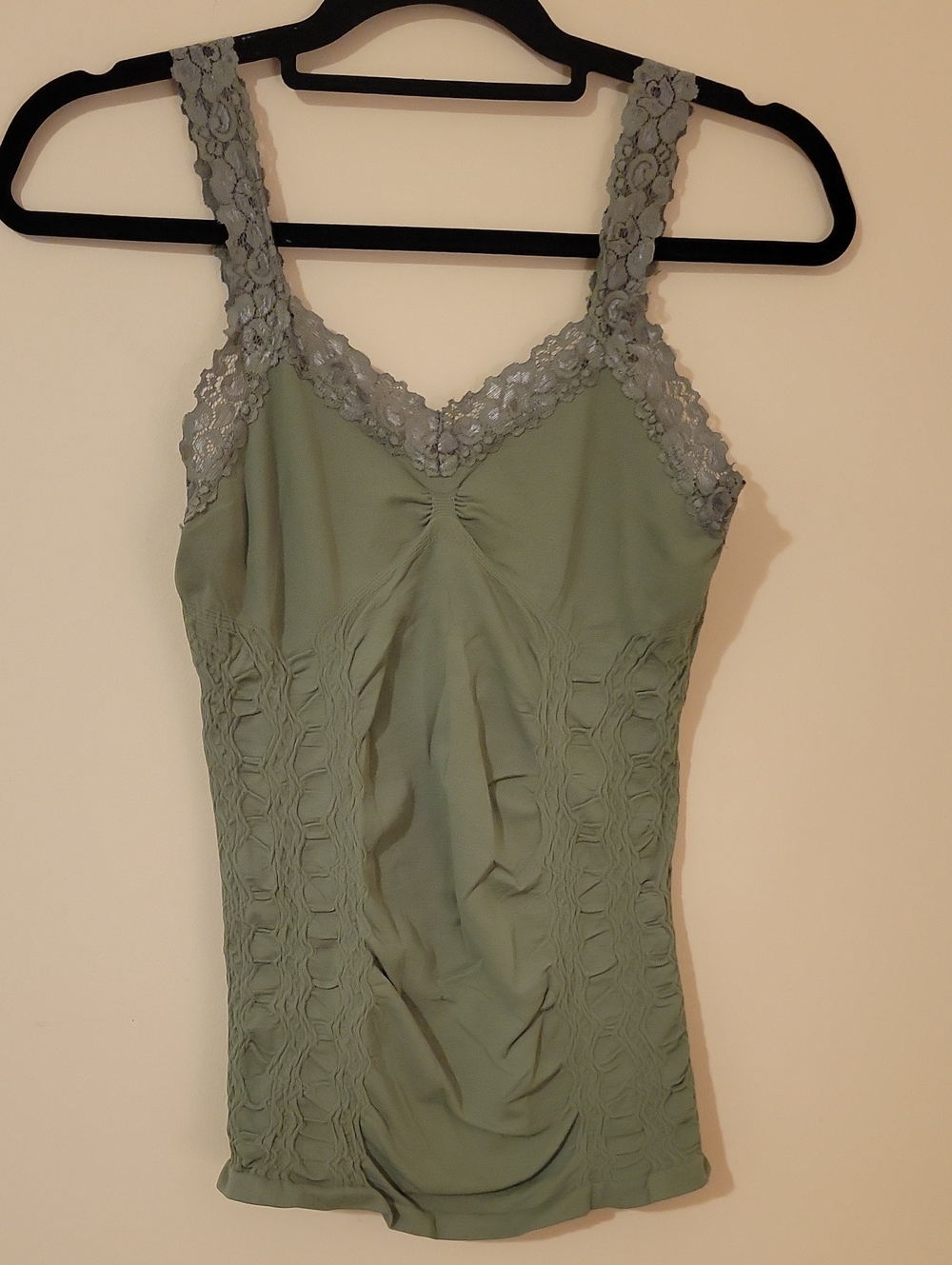 #90 (Bundle 5 For $35)Lace Trim Olive Green Tank Cami